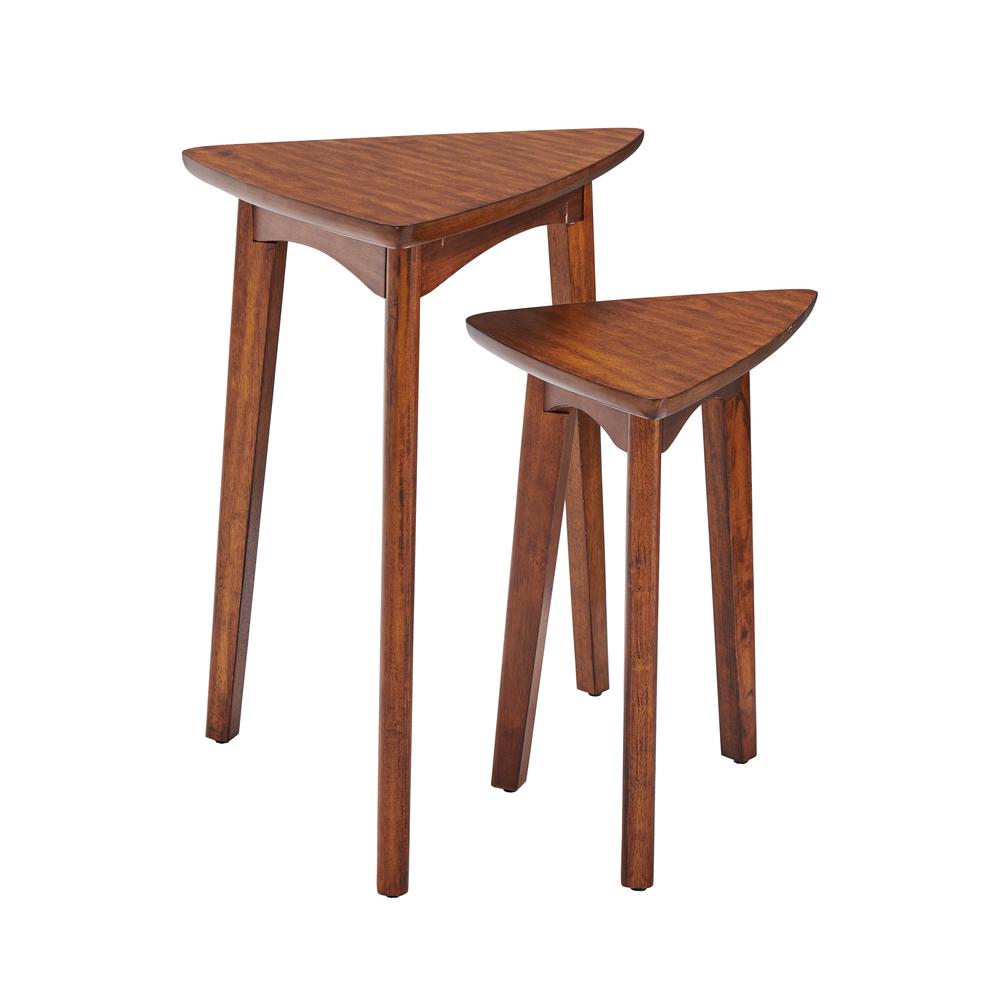 Monterey 20" Round Mid-Century Modern Wood End Table, Warm Chestnut. Picture 15