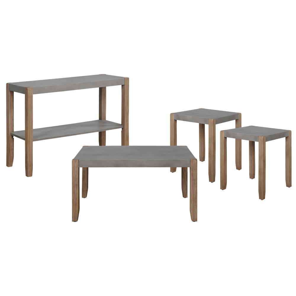 Newport 4-Piece Faux Concrete and Wood Living Room Set. Picture 1