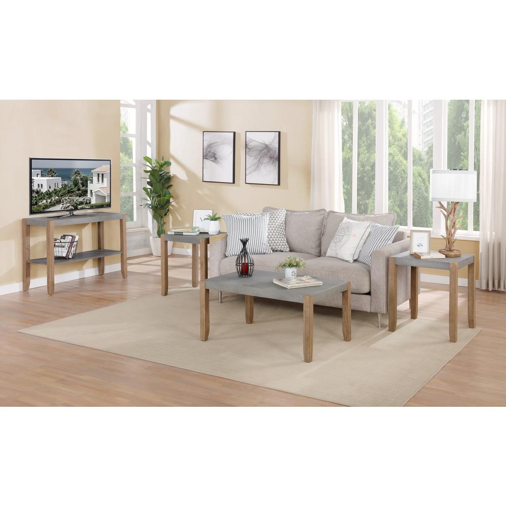 Newport 4-Piece Faux Concrete and Wood Living Room Set. Picture 4