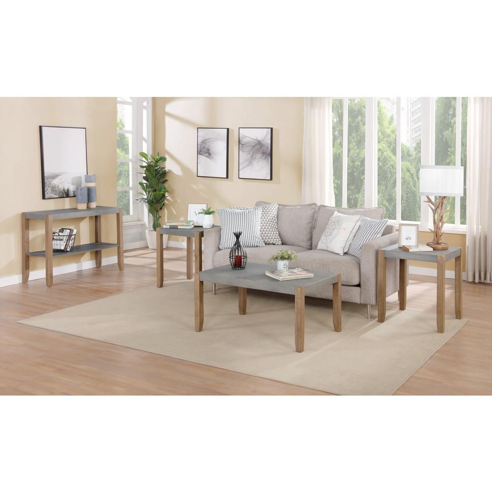 Newport 4-Piece Faux Concrete and Wood Living Room Set. Picture 6