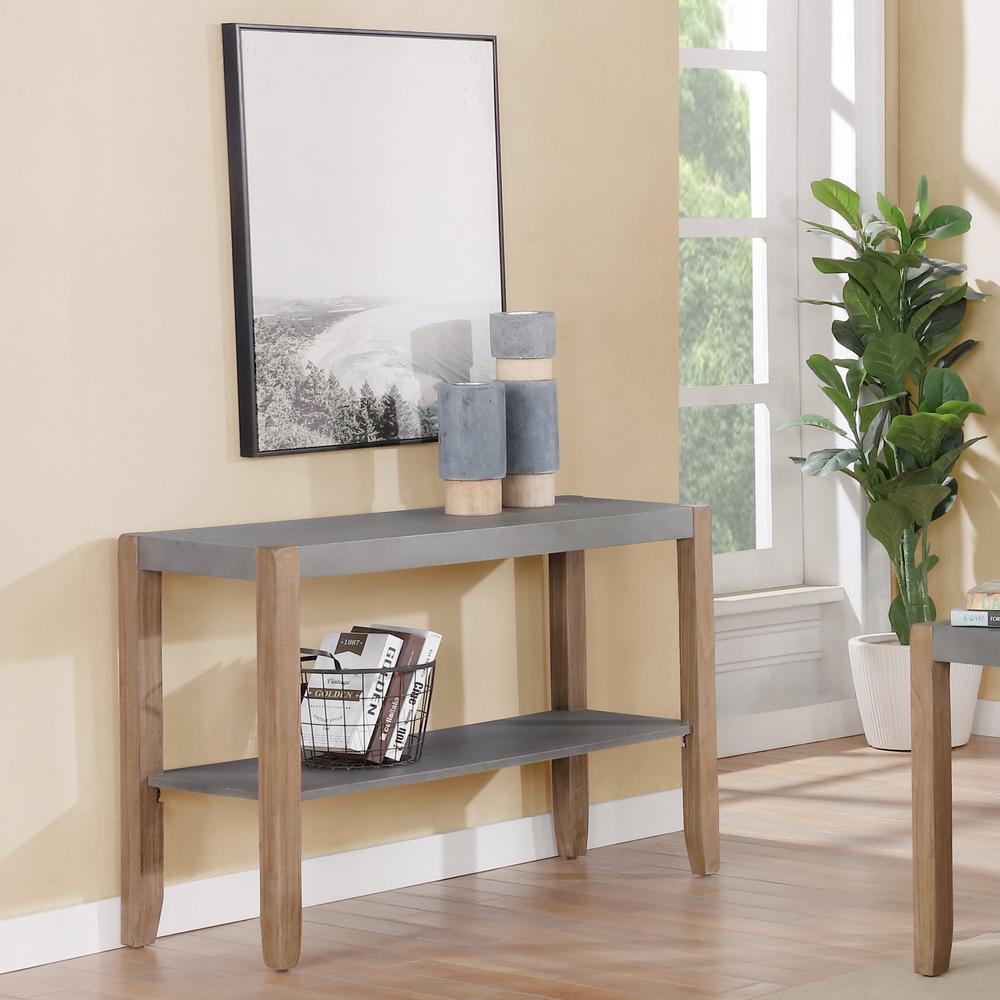 Newport 4-Piece Faux Concrete and Wood Living Room Set. Picture 5