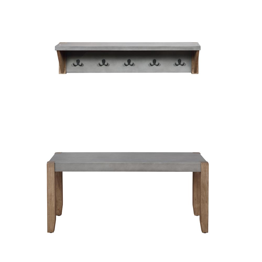 Newport 40" Coat Hook with Shelf and Faux Concrete Bench Set. Picture 1