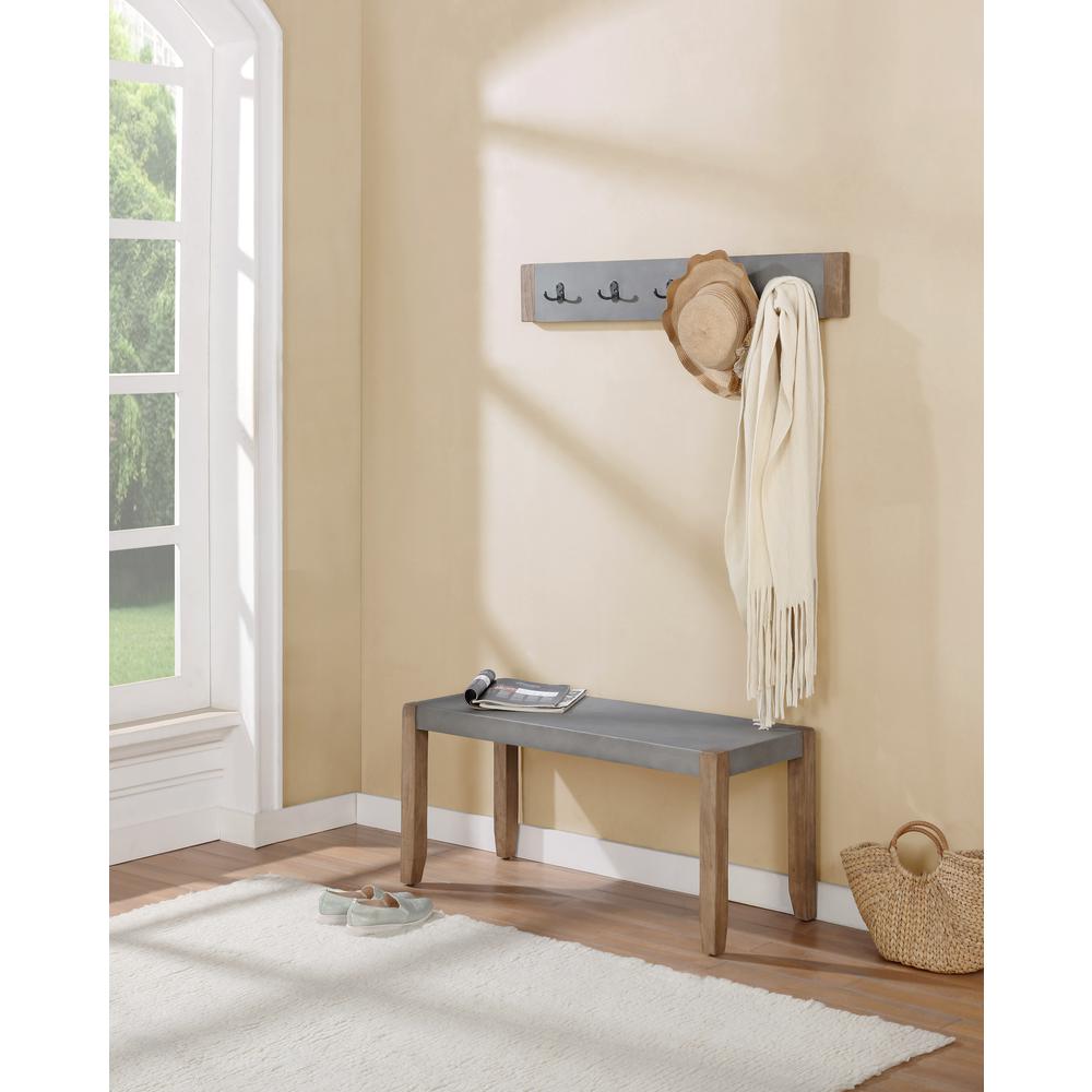 Newport 40"L Faux Concrete and Wood Bench. Picture 2