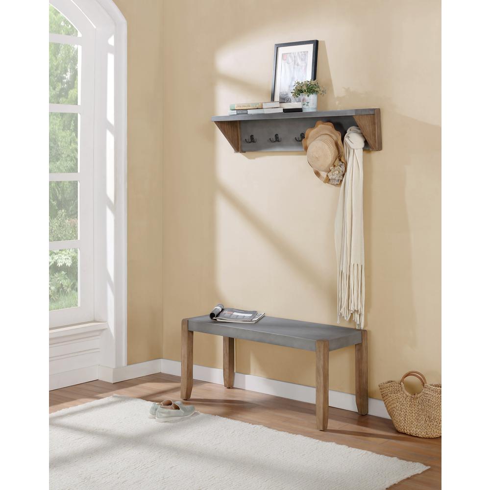 Newport 40"L Faux Concrete and Wood Bench. Picture 4