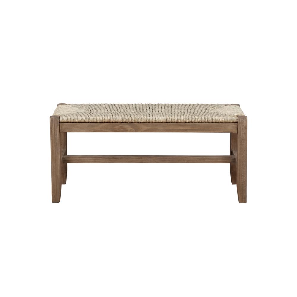 Newport 3-Piece Modern Wood Dining Table with Two Rush-Seat Benches. Picture 3