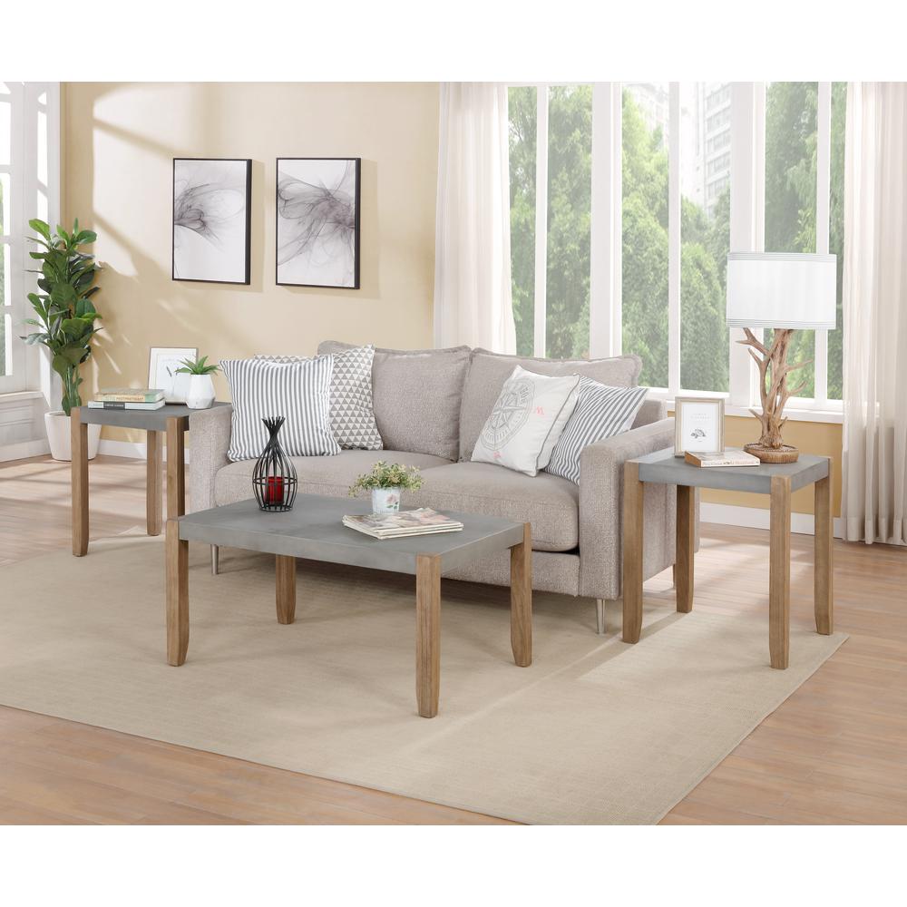 Newport 36"L Faux Concrete and Wood Coffee Table. Picture 2