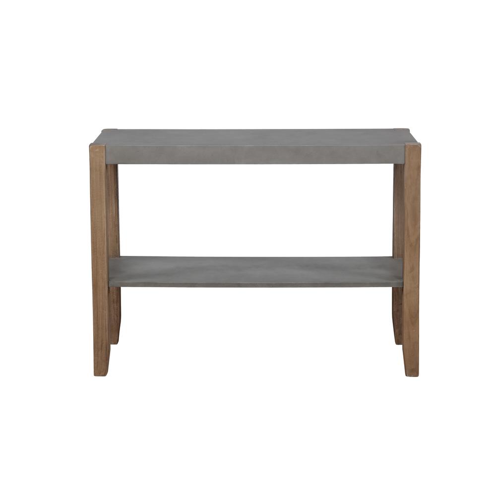 Newport 40"L Faux Concrete and Wood Sofa/TV Console Table with Shelf. Picture 1