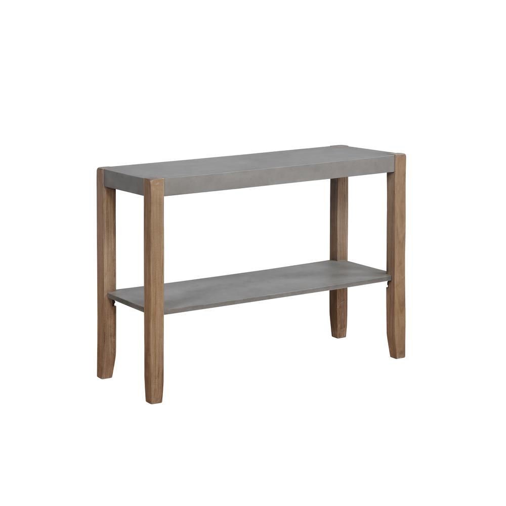 Newport 40"L Faux Concrete and Wood Sofa/TV Console Table with Shelf. Picture 4