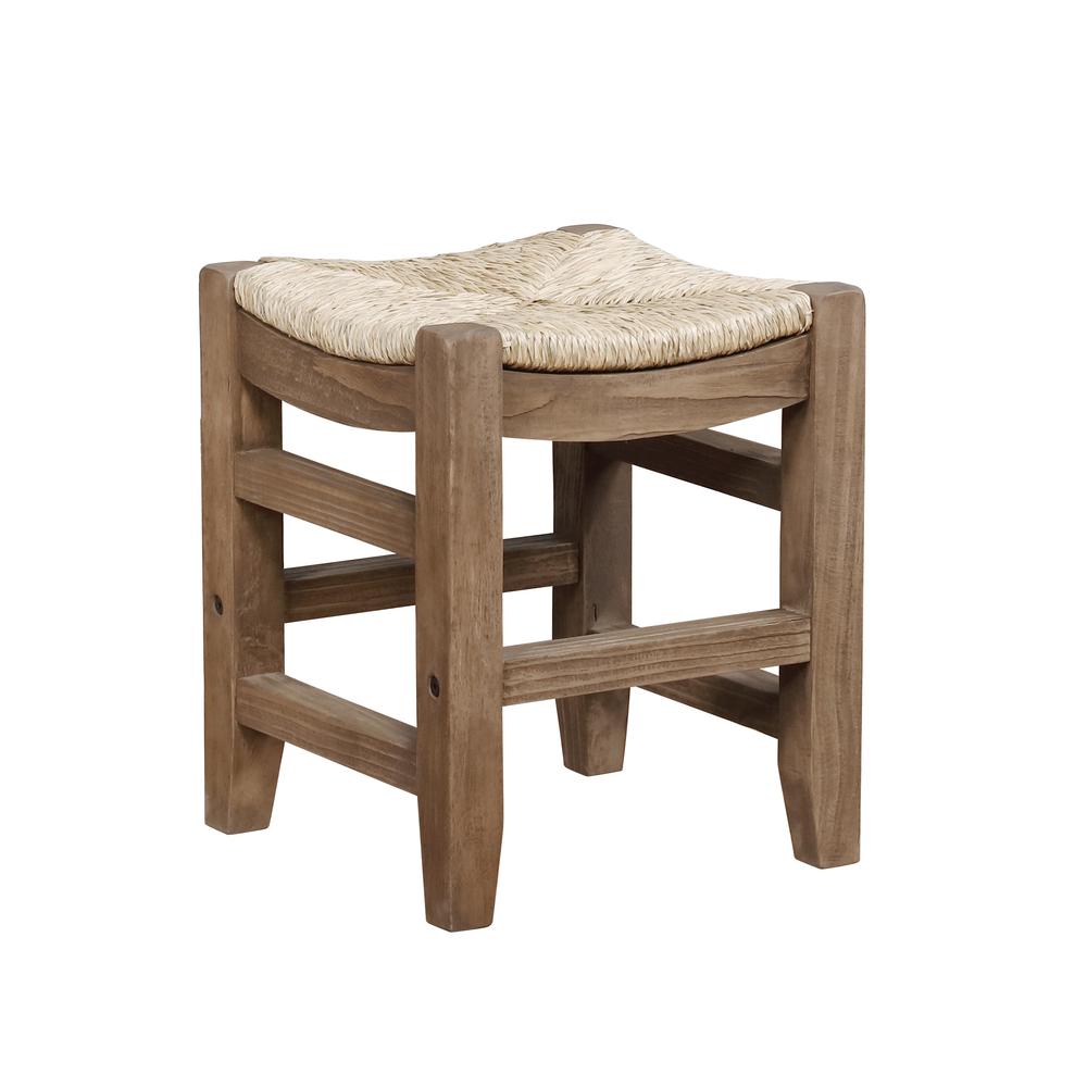 Newport 18"H Wood Stool with Rush Seat. Picture 1