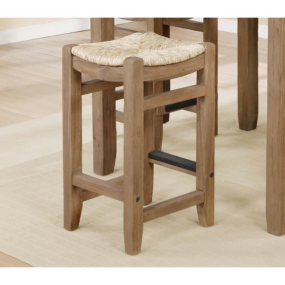 Newport Set of Two 26"H Wood Counter Height Stools with Rush Seats. Picture 6