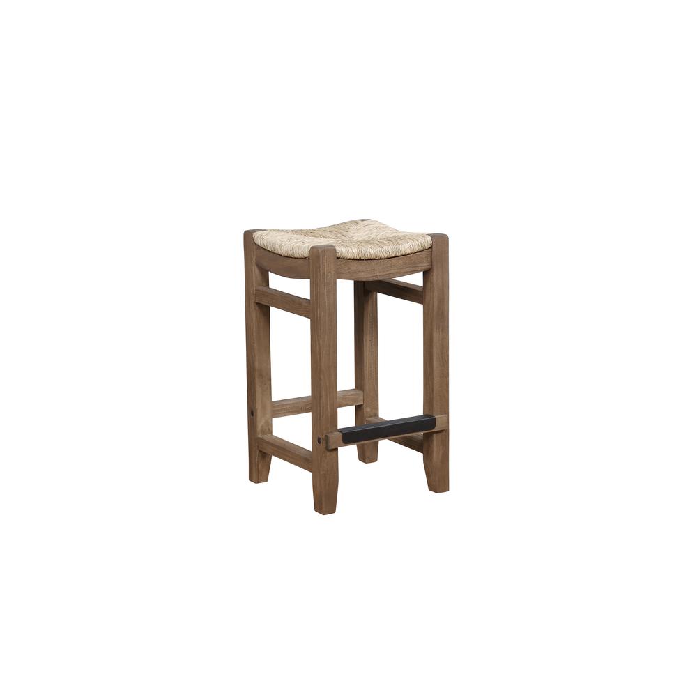 Newport Set of Two 26"H Wood Counter Height Stools with Rush Seats. Picture 4