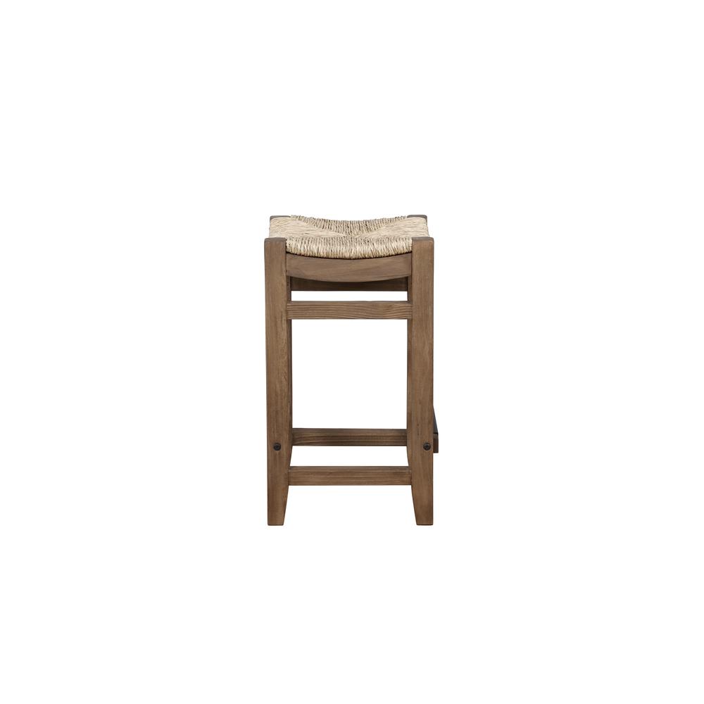Newport Set of Two 26"H Wood Counter Height Stools with Rush Seats. Picture 8