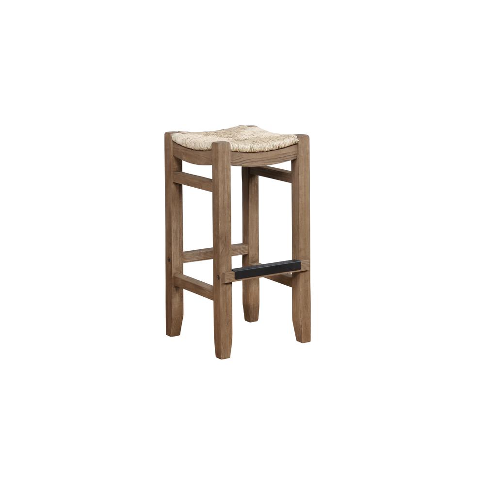 Newport Set of Two 30"H Wood Bar Stools with Rush Seats. Picture 8