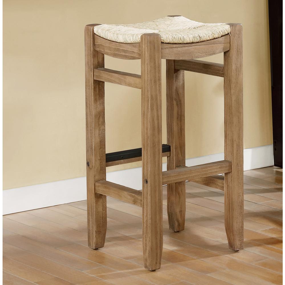 Newport Set of Two 30"H Wood Bar Stools with Rush Seats. Picture 9