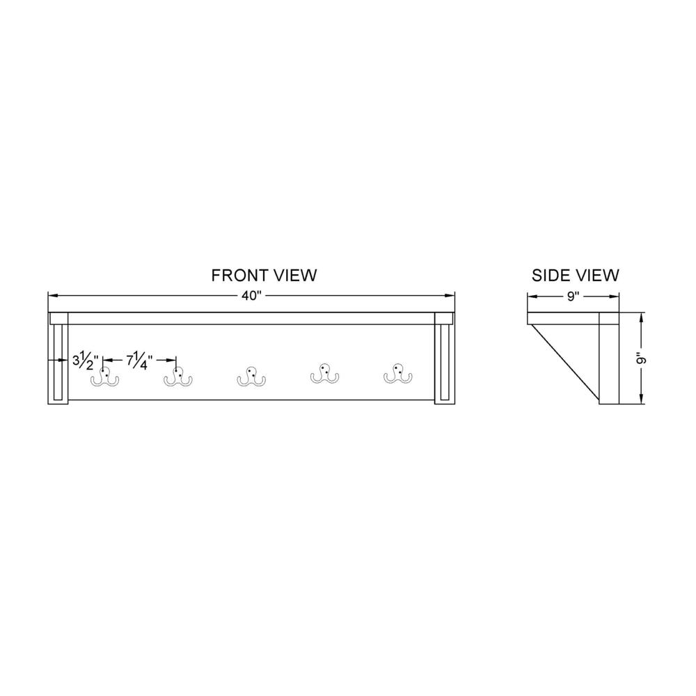 Newport 40" Coat Hook with Shelf. Picture 6