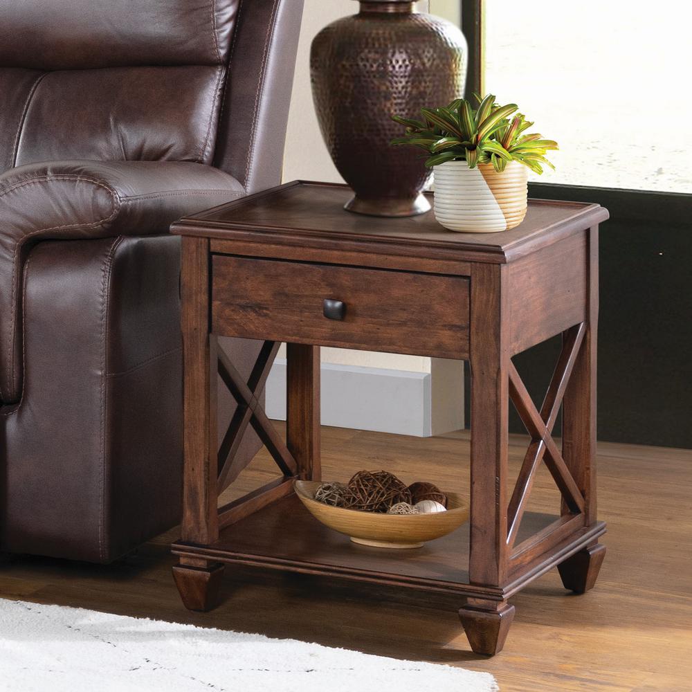 Stockbridge 3-Piece Wood Living Room Set with 45"L Coffee Table and  Two Square End Tables. Picture 4