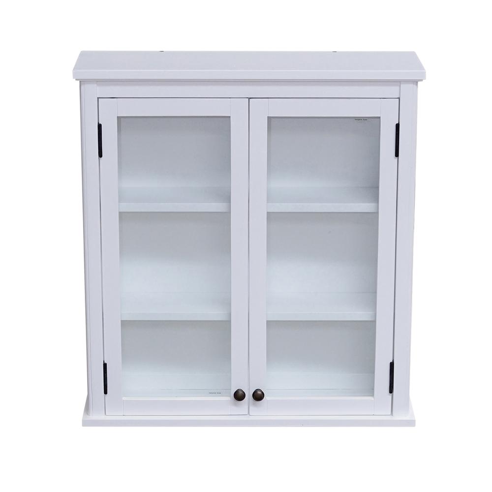 Dorset 27"W x 29"H Wall Mounted Bath Storage Cabinet with Glass Cabinet Doors. Picture 1