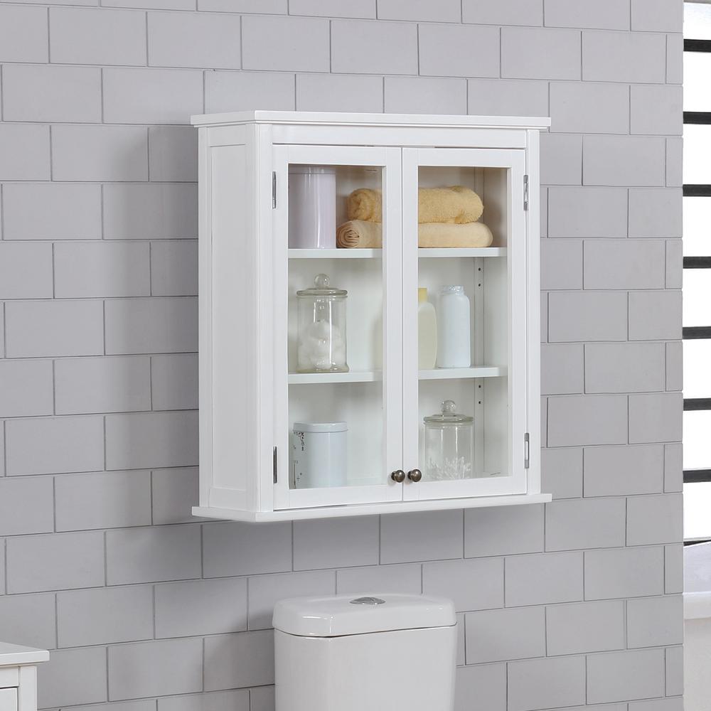 Dorset 27"W x 29"H Wall Mounted Bath Storage Cabinet with Glass Cabinet Doors. Picture 2