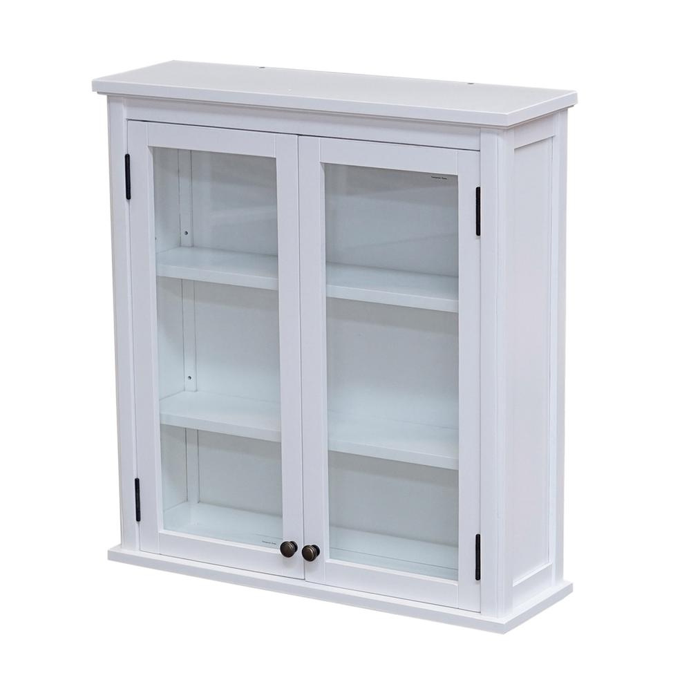 Dorset 27"W x 29"H Wall Mounted Bath Storage Cabinet with Glass Cabinet Doors. Picture 5
