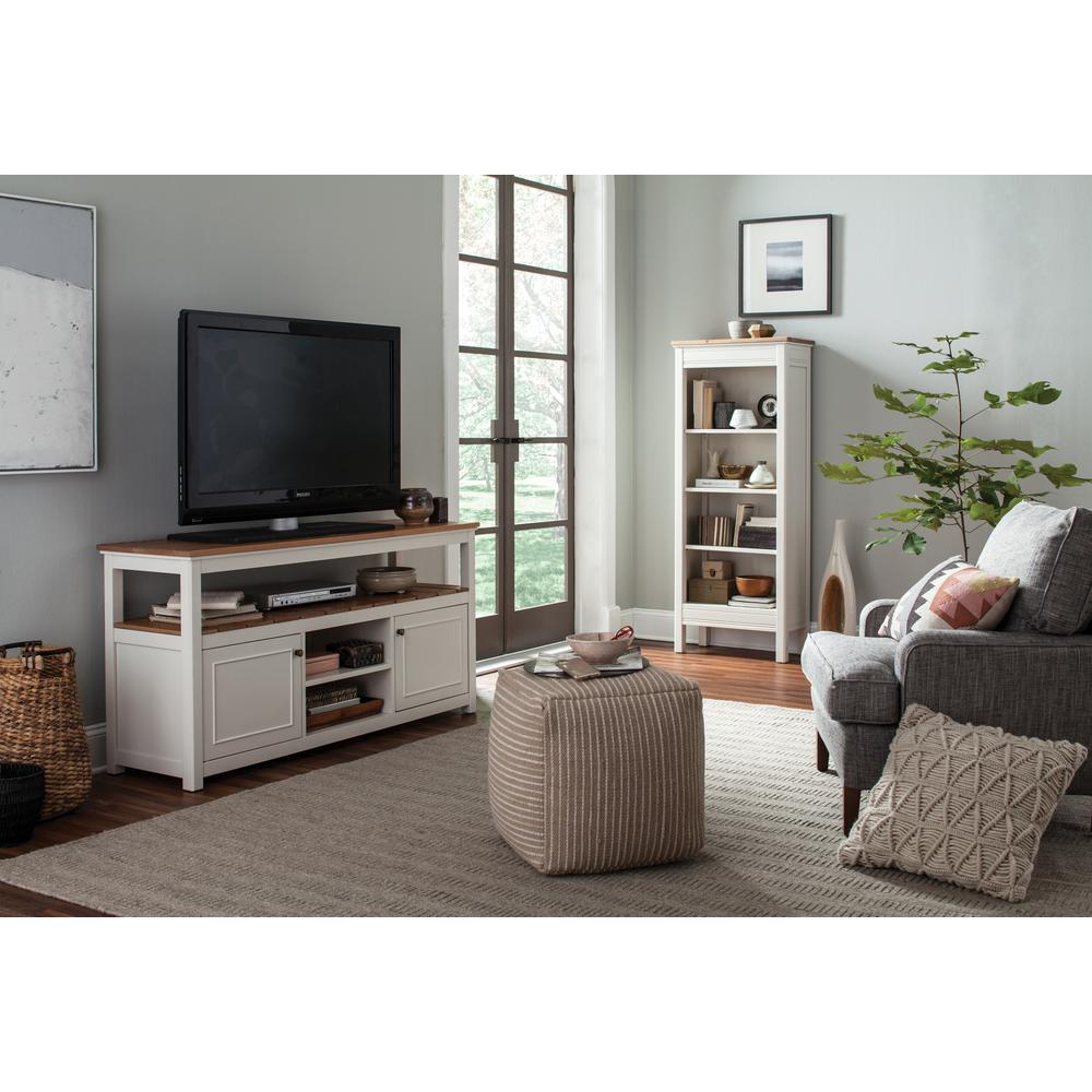 Savannah Tall Bookcase, Ivory with Natural Wood Top. Picture 6