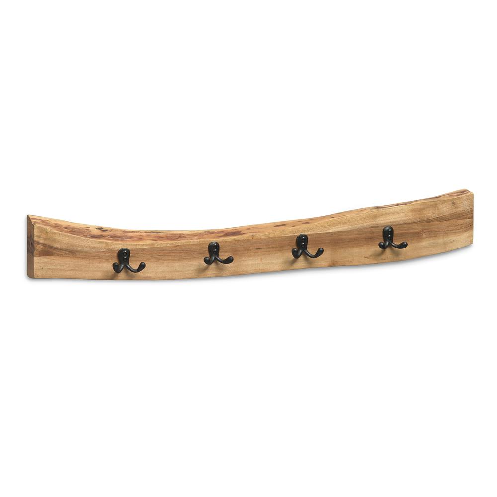 Alpine Natural Live Edge 36" Bench with Coat Hook Set. Picture 5