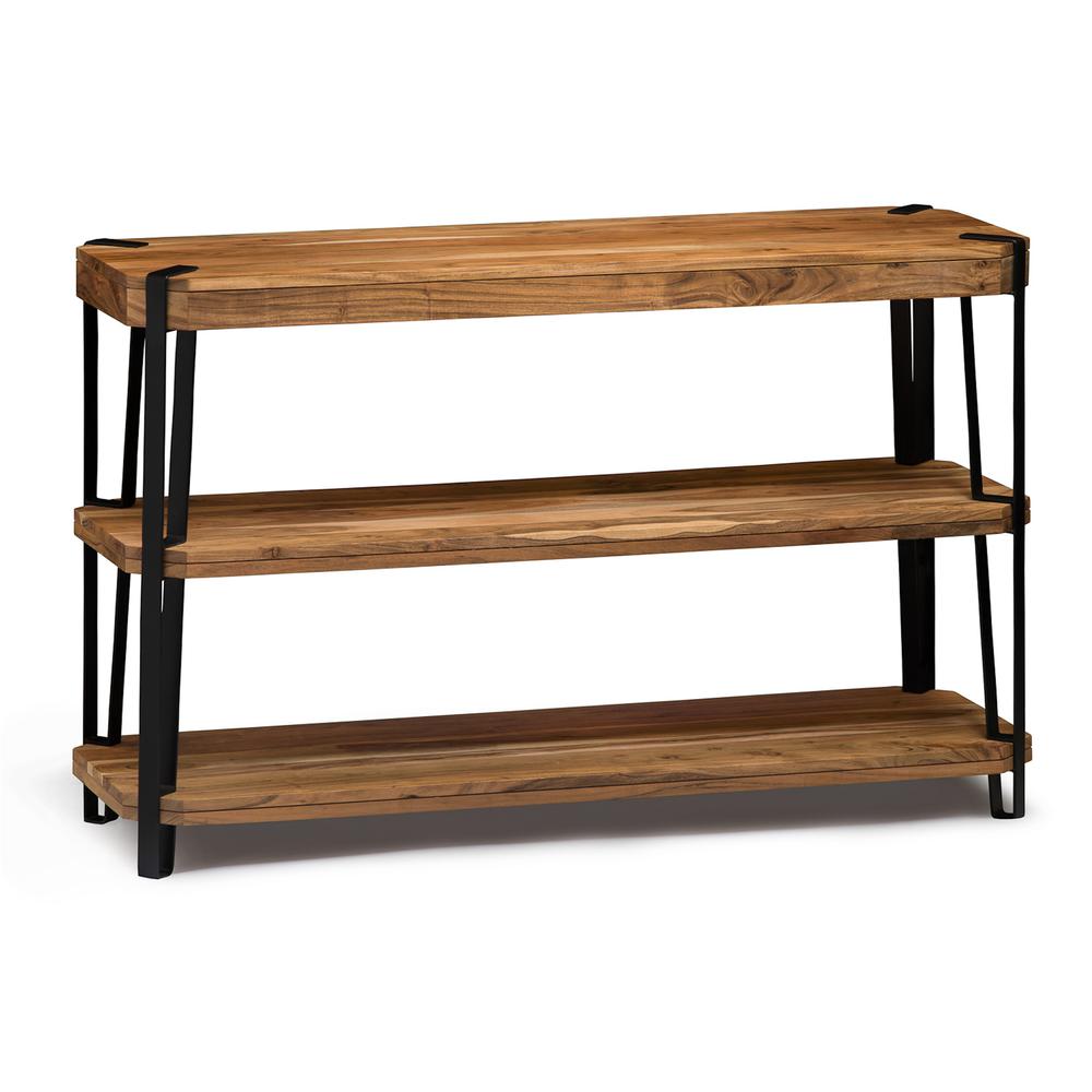 Ryegate Natural Live Edge Solid Wood with Metal Media Console Table, Natural. Picture 1
