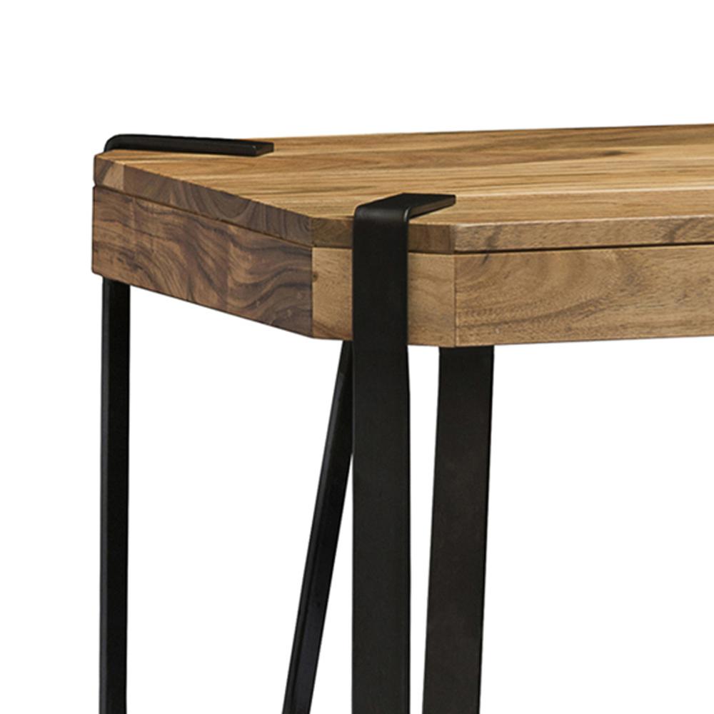 Ryegate Natural Live Edge Solid Wood with Metal Media Console Table, Natural. Picture 2