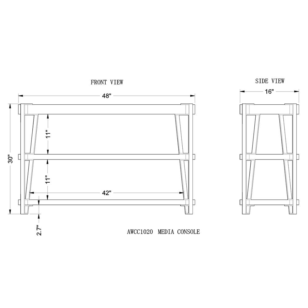 Ryegate Natural Live Edge Solid Wood with Metal Media Console Table, Natural. Picture 5
