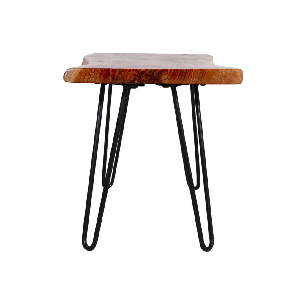 Hairpin Natural Live Edge Wood with Metal 48" Bench, Natural. Picture 2