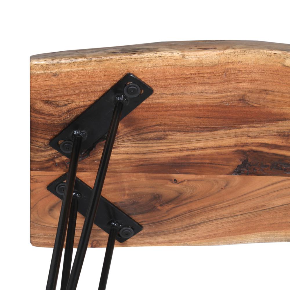 Hairpin Natural Live Edge Wood with Metal 48" Bench, Natural. Picture 5