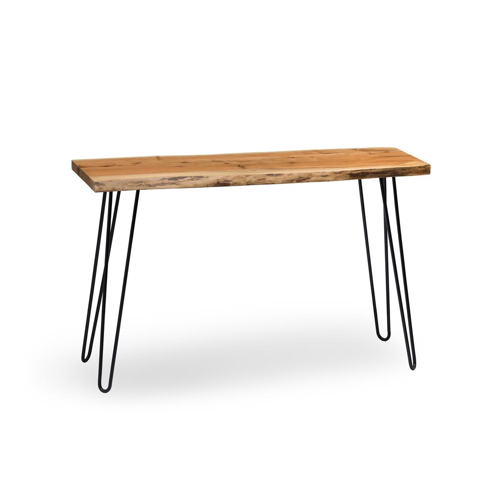 Hairpin Natural Live Edge Wood with Metal 48" Media Console Table, Natural. Picture 1