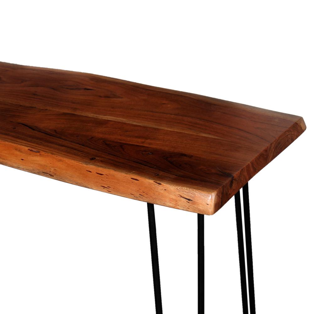Hairpin Natural Live Edge Wood with Metal 48" Media Console Table, Natural. Picture 4
