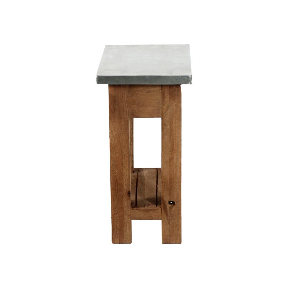 Millwork 22" Wood and Zinc Metal End Table with Shelf. Picture 4