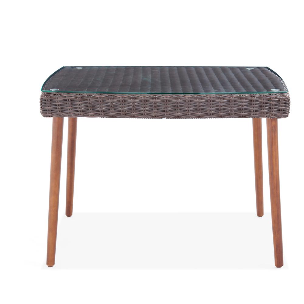 Athens All-Weather Wicker Outdoor 26"H Cocktail Table with Glass Top. Picture 2
