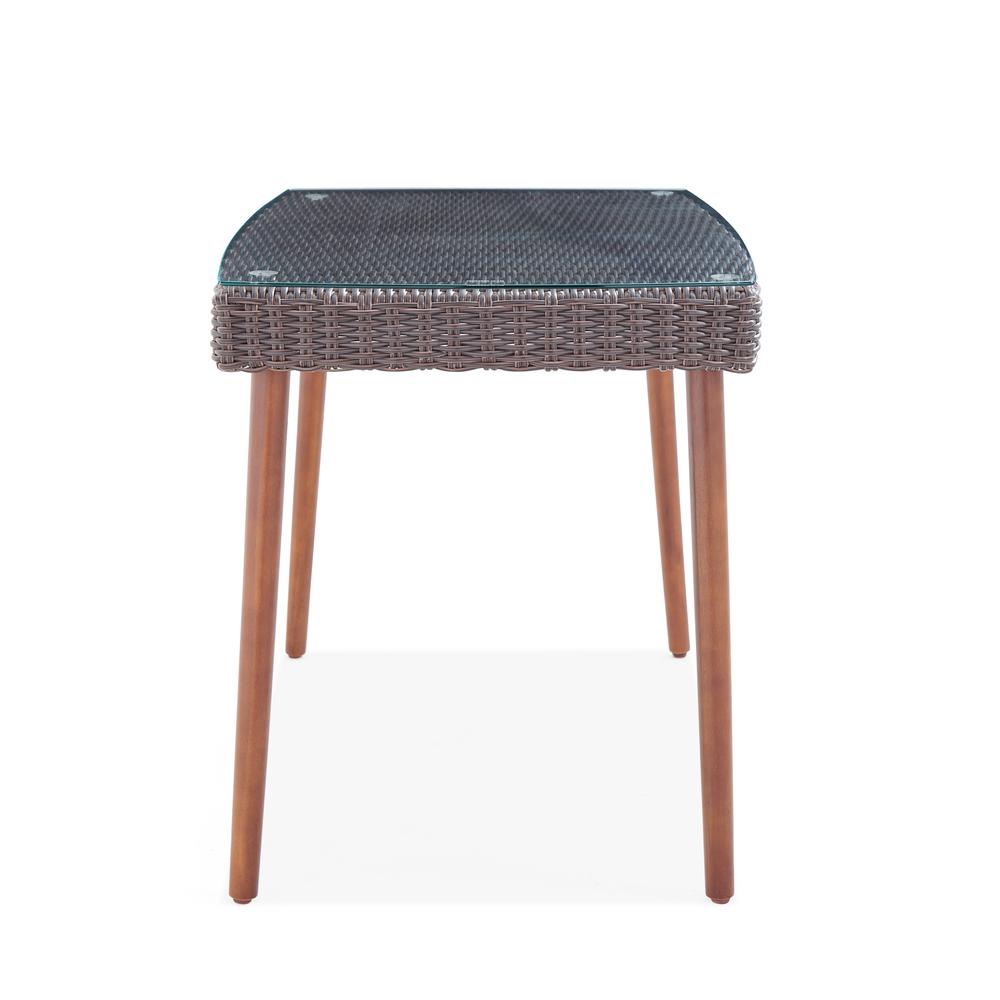 Athens All-Weather Wicker Outdoor 26"H Cocktail Table with Glass Top. Picture 3