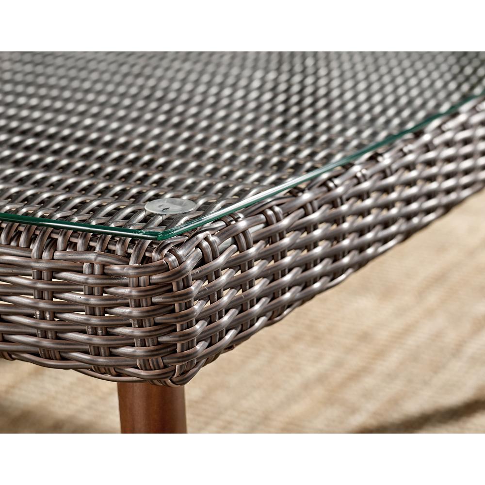Athens All-Weather Wicker Outdoor 26"H Cocktail Table with Glass Top. Picture 22