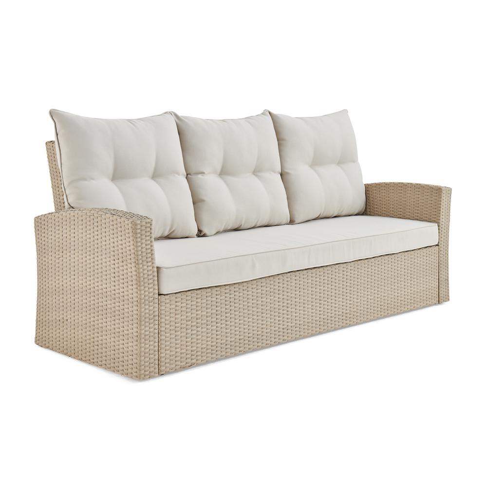Canaan All-Weather Wicker 70"L Outdoor Sofa with Cushions. Picture 5