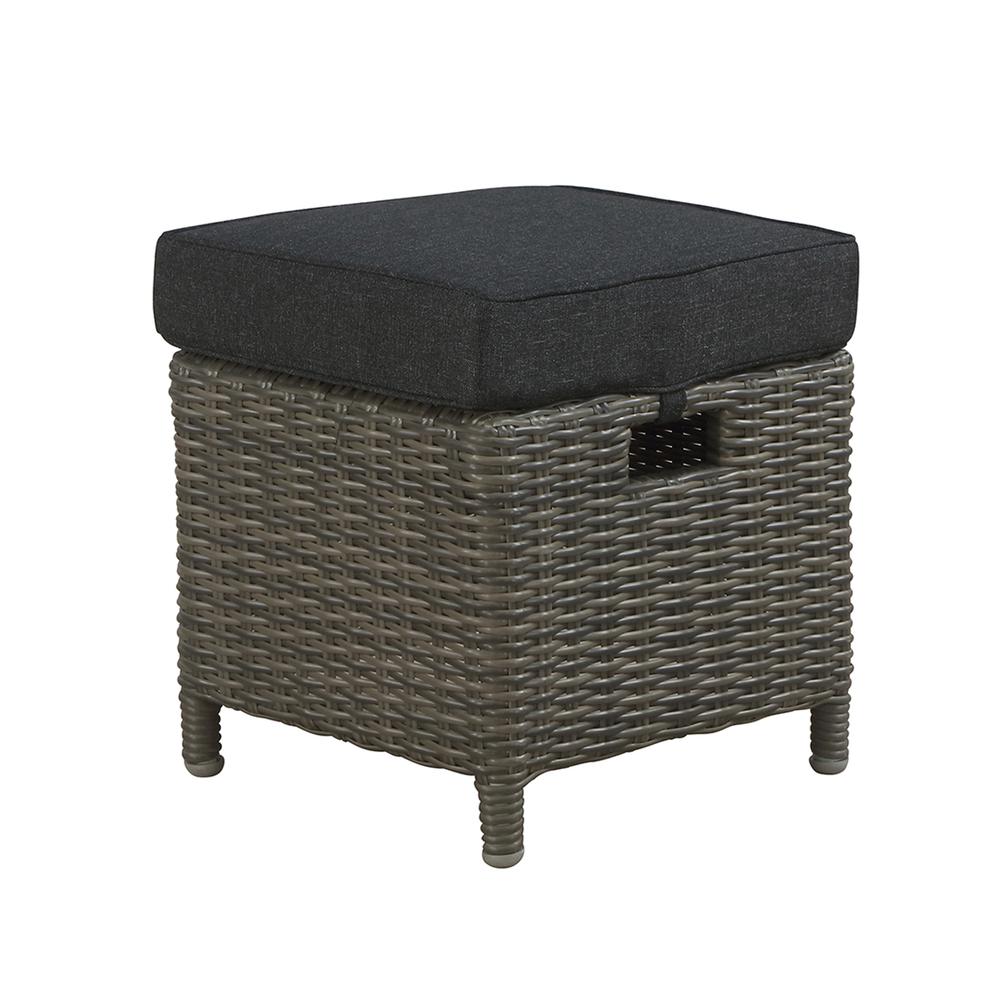 Asti All-Weather Wicker Outdoor Recliner with Cushion and 15" Ottoman with Cushion. Picture 9