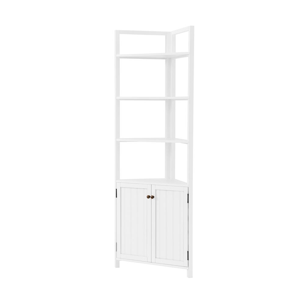Dover 25"W x 68"H Corner Storage Cabinet with 2 Doors and Open Shelving. Picture 3