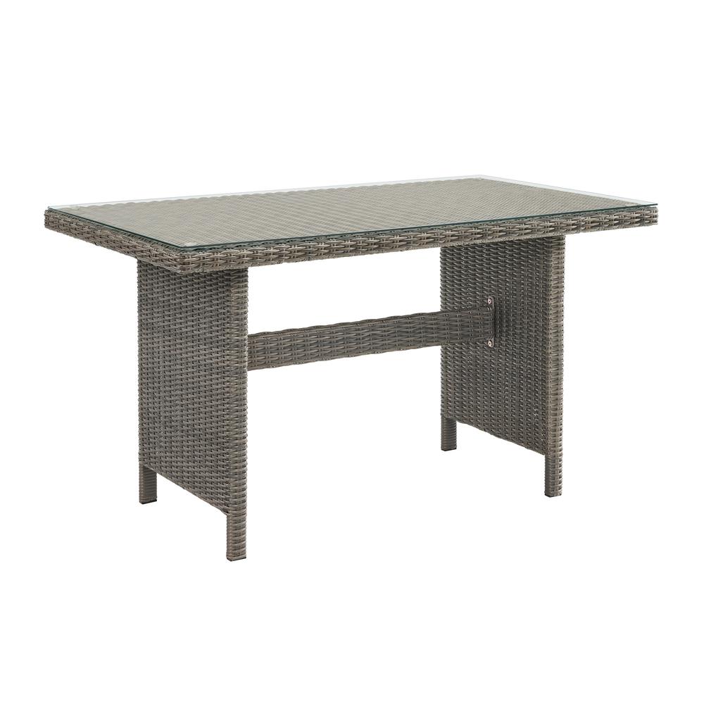 Asti All-Weather Wicker 3-Piece Outdoor Dining Set with 30"H Table with Glass Top and Two 37"H Dining Chairs. Picture 5