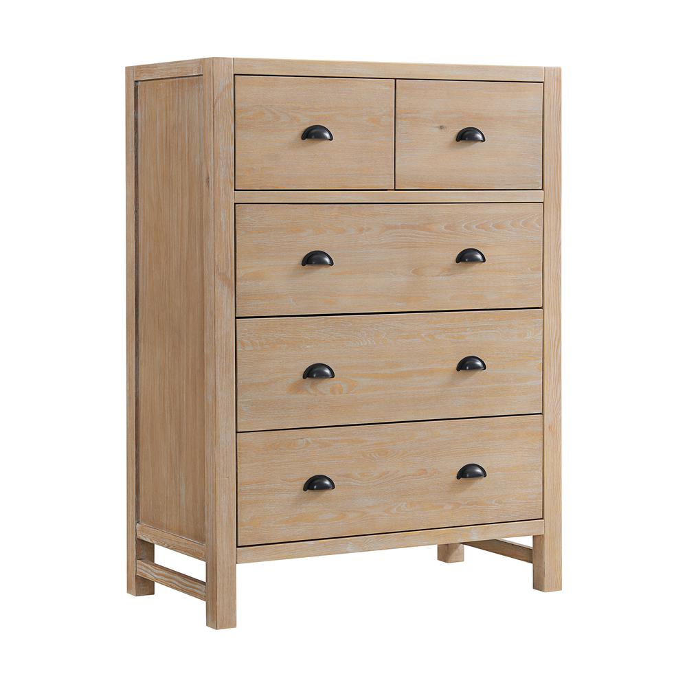 Arden 5-Piece Bedroom Set with King Bed,  Two 2-Drawer Nightstands with open shelf, 5-Drawer Chest, 6-Drawer Dresser. Picture 5