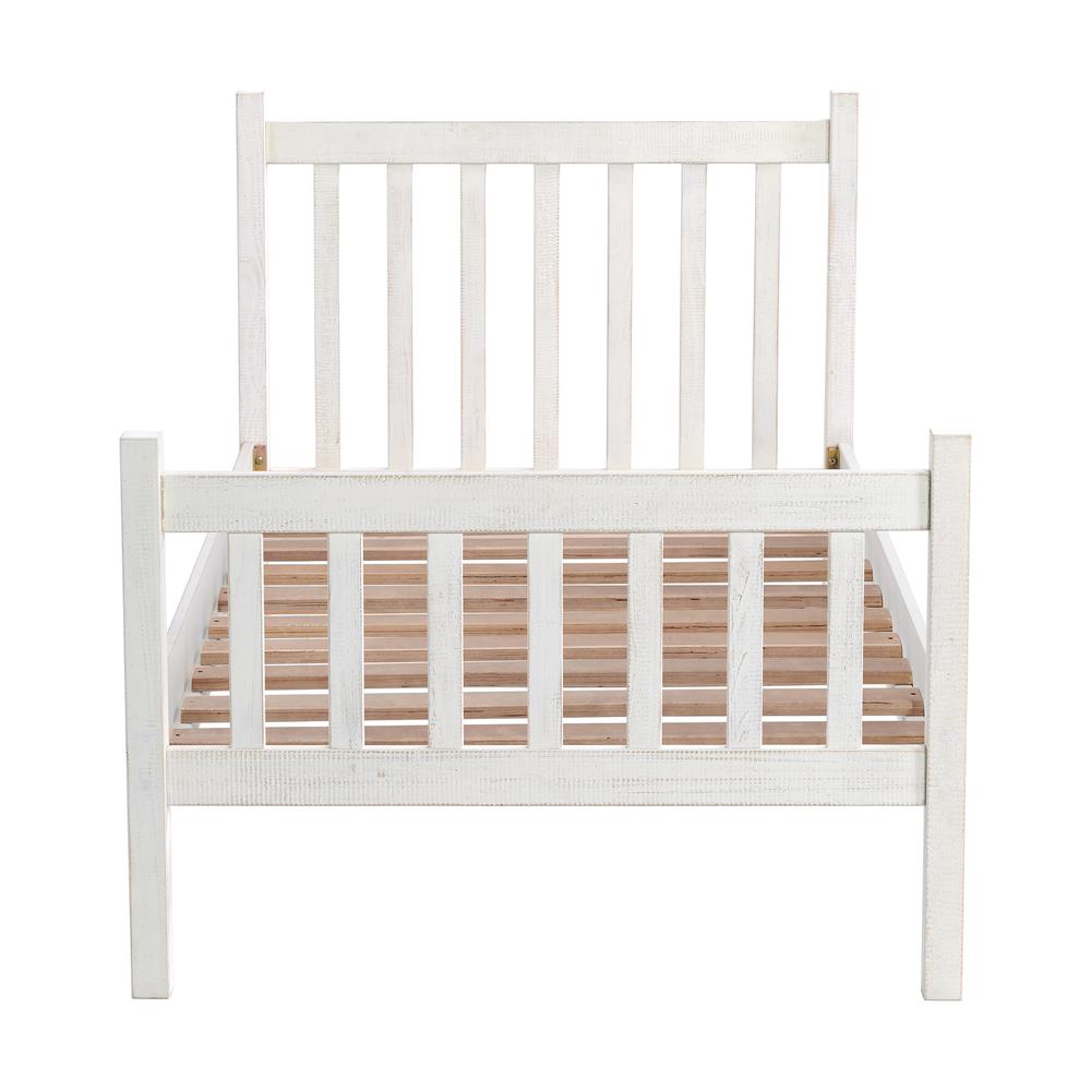 Windsor 3-Piece Wood Bedroom Set with Slat Twin Bed and 2 Nightstands, White. Picture 5