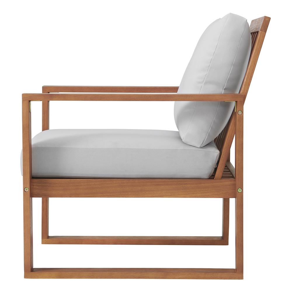 Weston Eucalyptus Wood Outdoor Chair with Gray Cushions. Picture 4