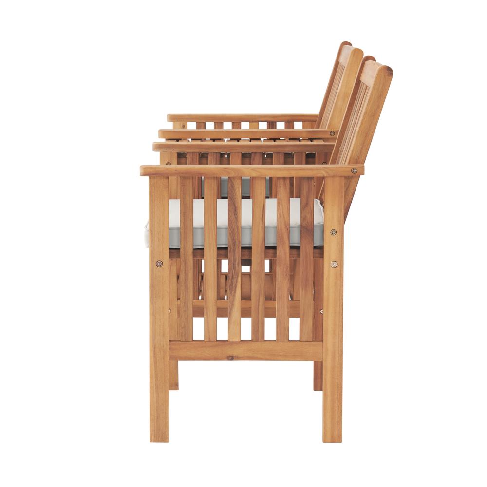 Bristol Acacia Wood Outdoor Double Seat Bench with Attached Table. Picture 4