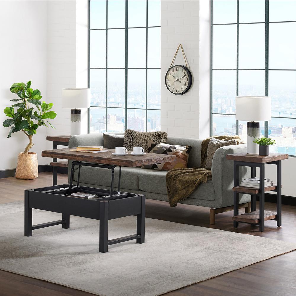 Pomona 3-Piece Living Room Set with 42"W Lift Top Coffee Table and Two End Tables with Shelves. Picture 1