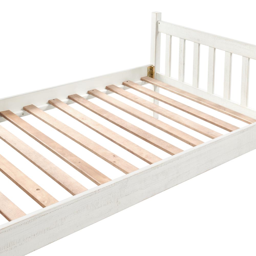 Windsor 3-Piece Wood Bedroom Set with Slat Twin Bed and 2 Nightstands, White. Picture 7