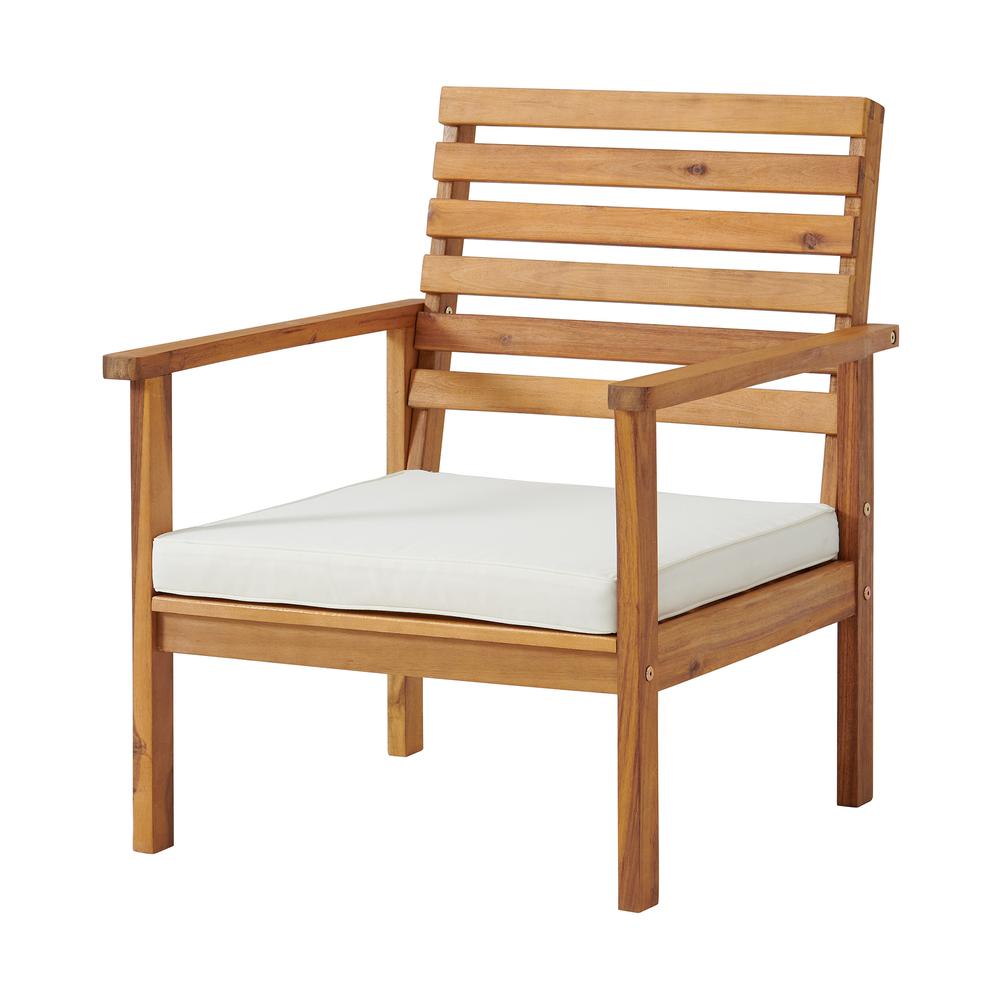 Orwell Outdoor Acacia Wood Chairs with Cushions, Set of 2. Picture 1