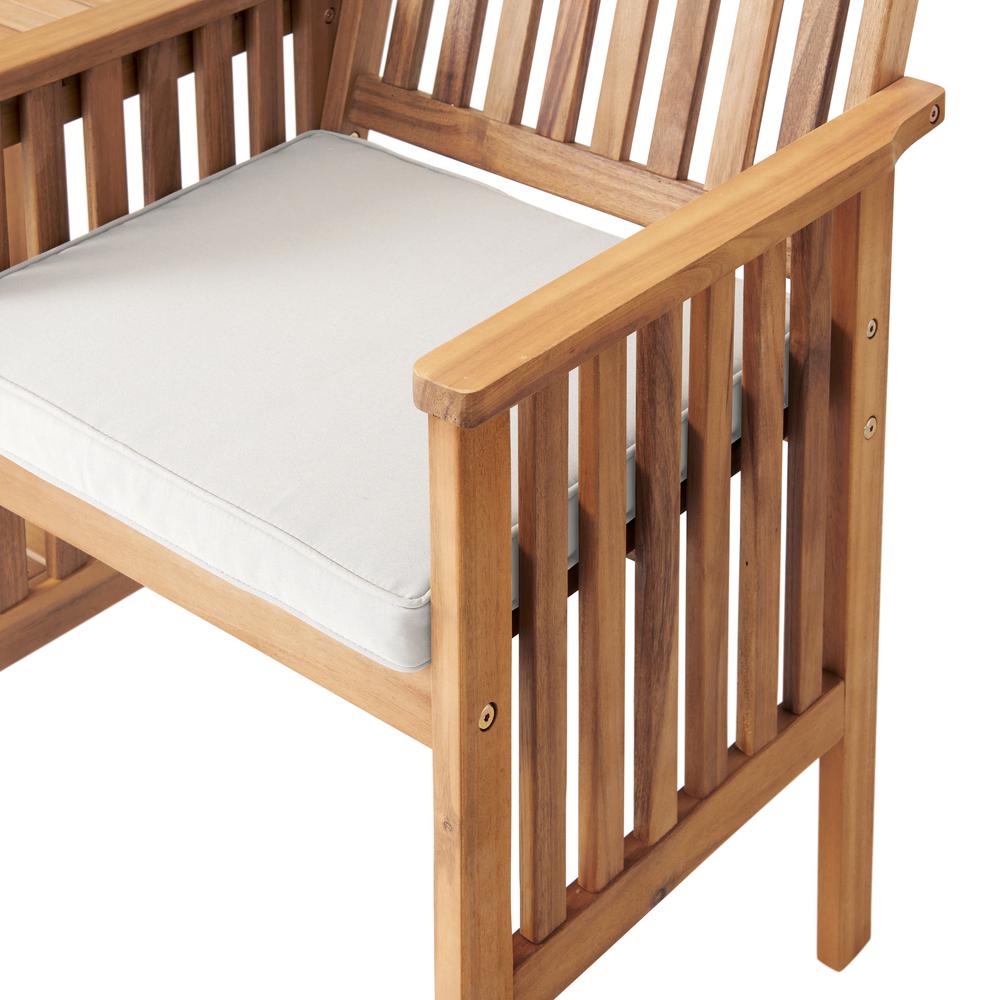 Bristol Acacia Wood Outdoor Double Seat Bench with Attached Table. Picture 7