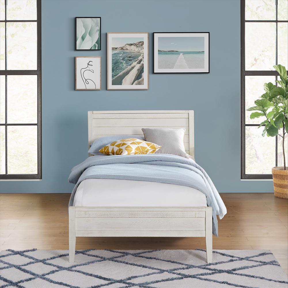 Windsor Panel Wood Twin Bed, Driftwood White. Picture 2