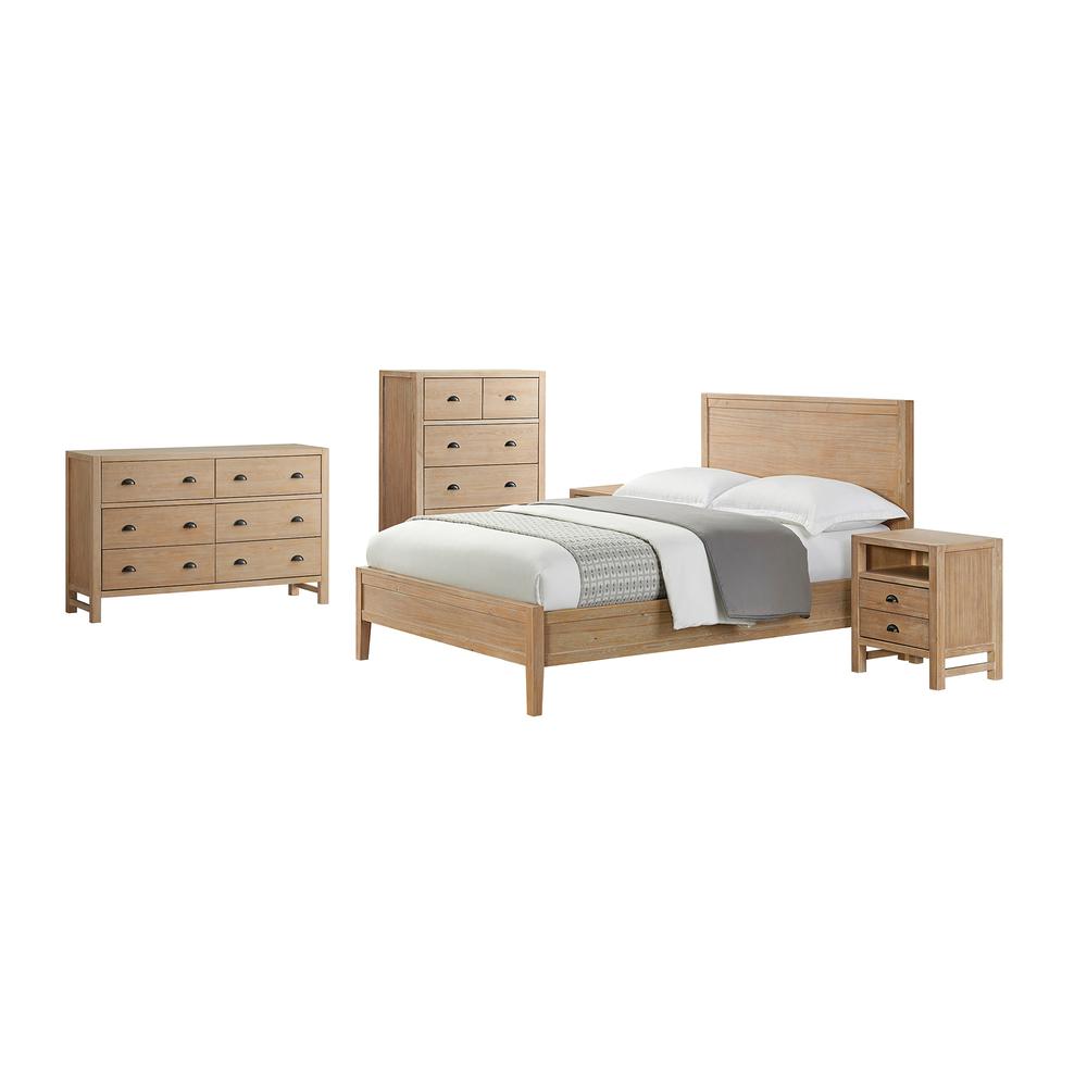 Arden 5-Piece Wood Bedroom Set  with Queen Bed,  Two 2-Drawer Nightstand, 5-Drawer Chest, 6-Drawer Dresser. Picture 2